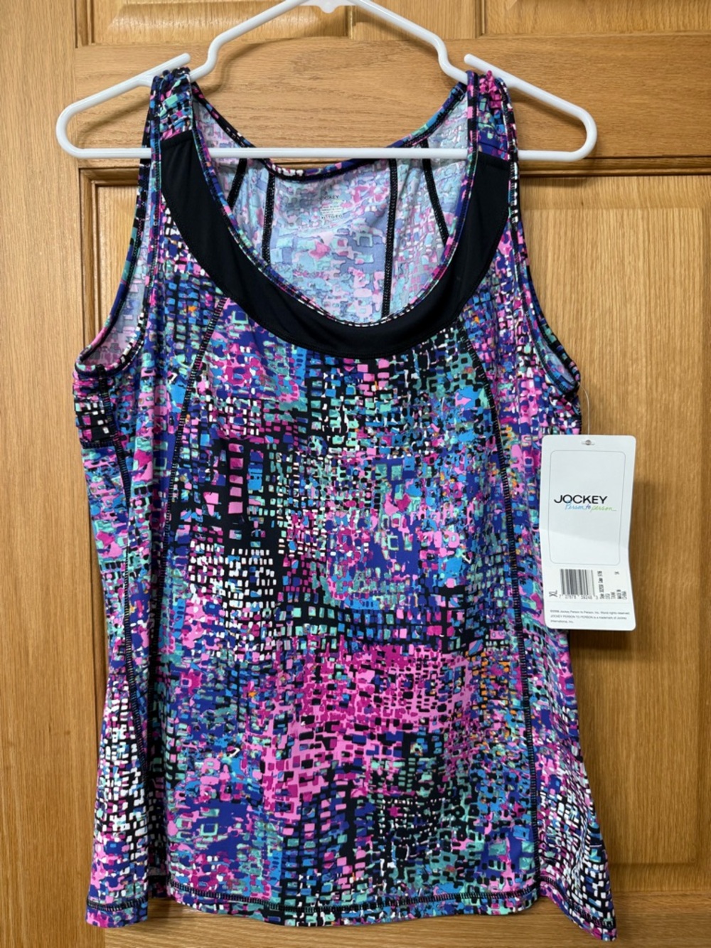 Jockey Pastel Abstract Print Tank with Black Trim